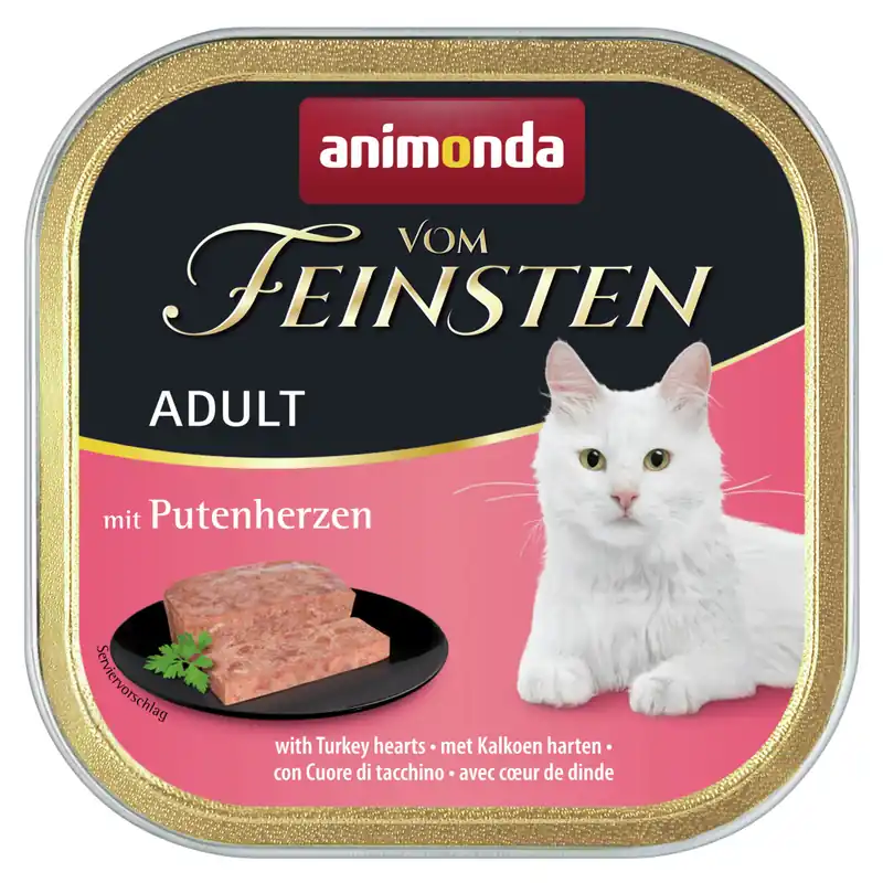 Sparpaket 8 x 100 g Animonda vom Feinsten Adult Putenherzen Katzen Nassfutter Letzte Chance